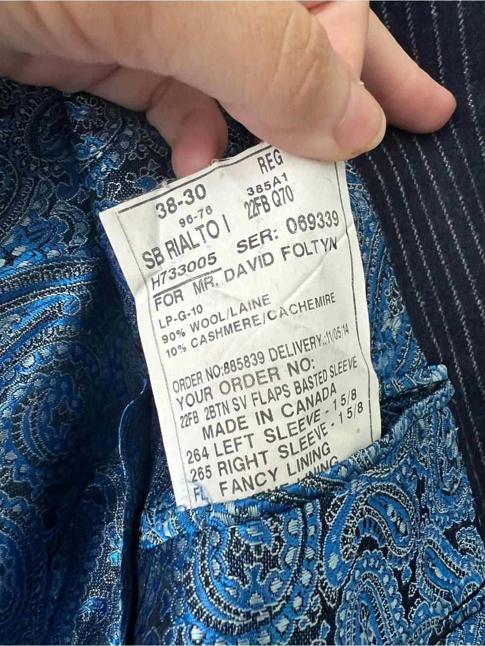 Carl Sterr Loro Piana Cashmere Wool Navy Pinstripe Sport Coat Blazer 38R